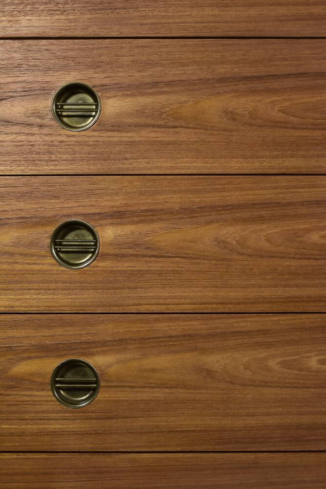 Mid-century modern Danish high chest of drawers in teak with brass handles, 1960s