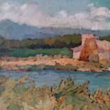 Peinture de paysage Arnaccio Pise années 1950 Ferruccio Rosini (Livourne 1932-2021)