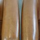 Set of 2 very comfortable light cognac-colored leather club armchairs in English style