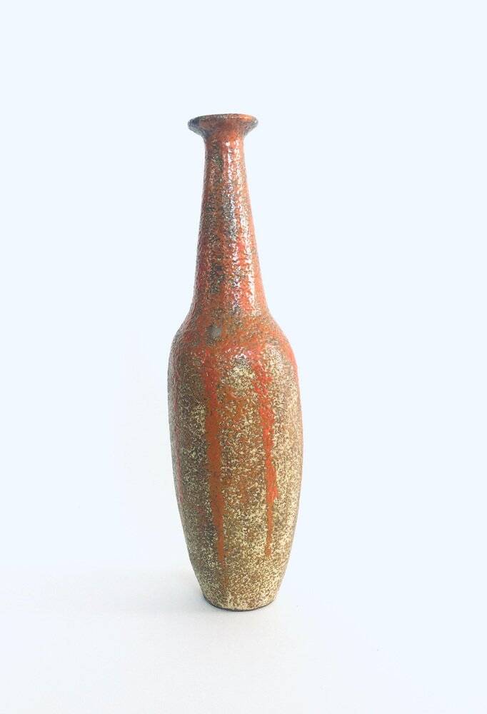 Mid-century Studio Pottery Tall Thick Glazed Vase, 1960s