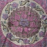 Antique hand embroidered silk suzani bedspread