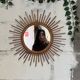 Miroir soleil vintage en rotin