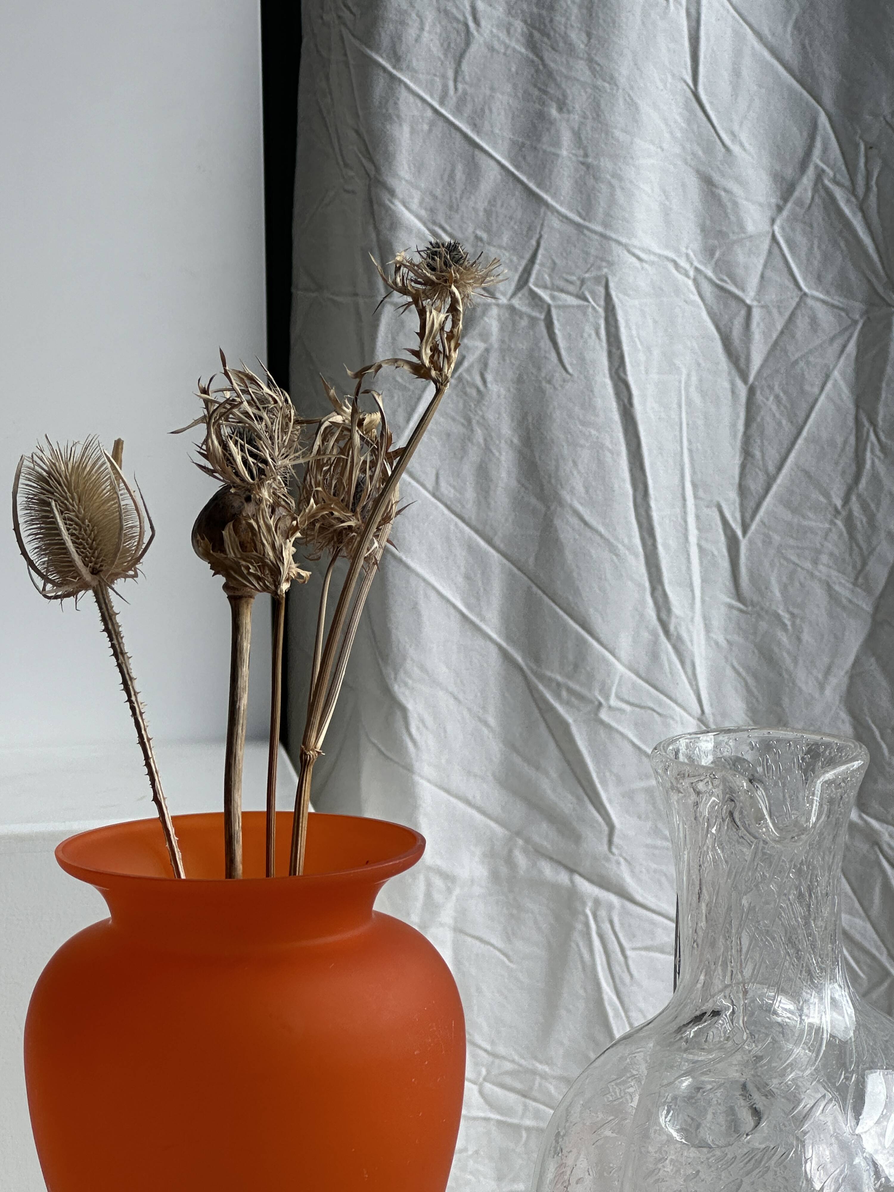 Large blown glass carafe with ice cube compartment Biot