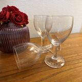 Set of 3 white wine glasses in cut glass