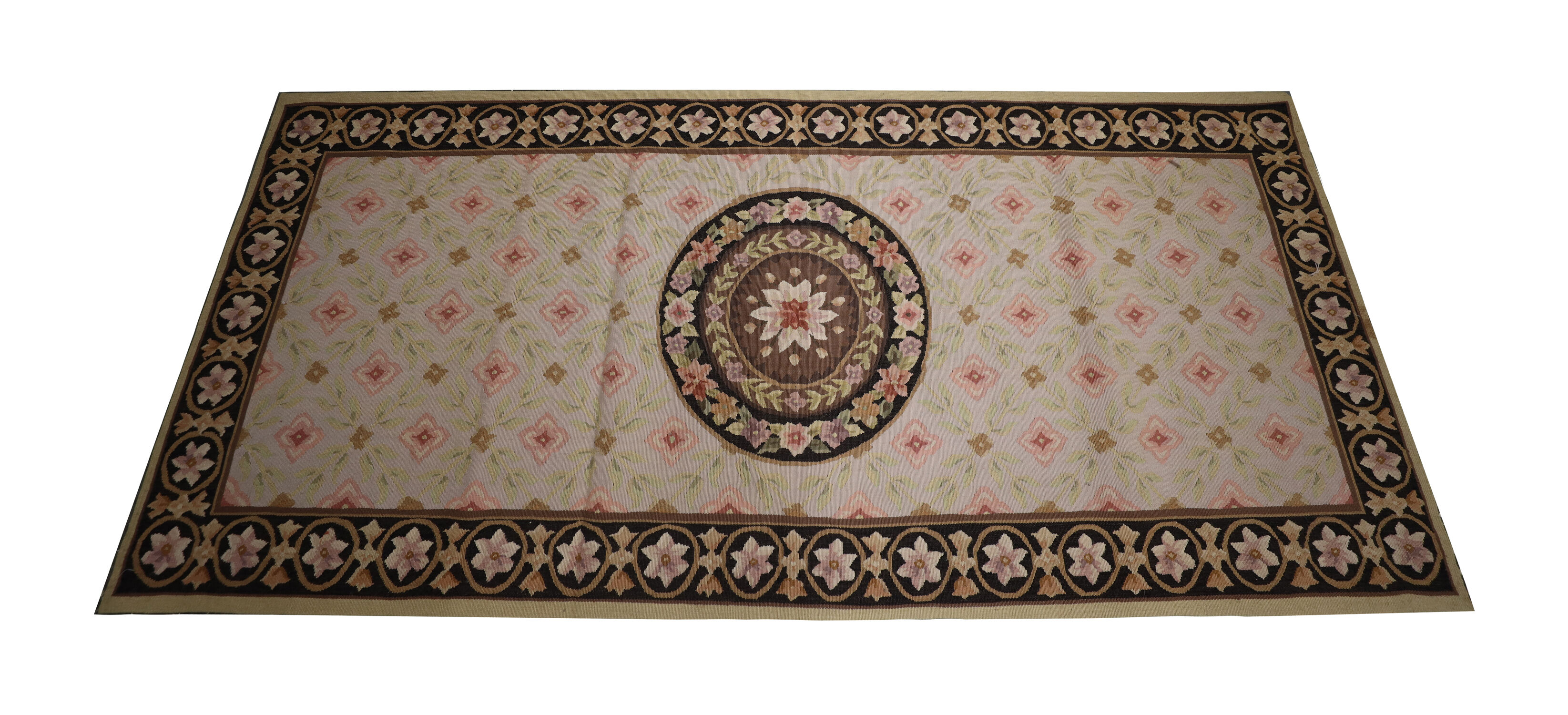 Handmade Wool Needlepoint Rug Traditional Floral Runner Rug- 76x183cm