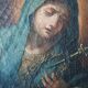Old oil painting on canvas "Our Lady of Sorrows"