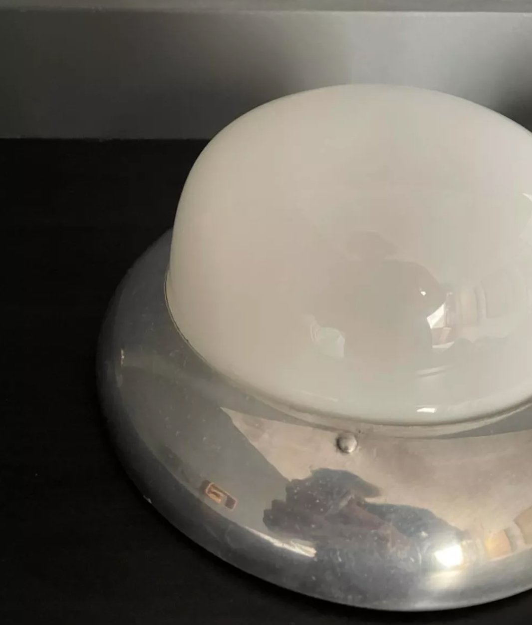 Pair of vintage chrome and opaline wall lamps, Gal Paris 1940