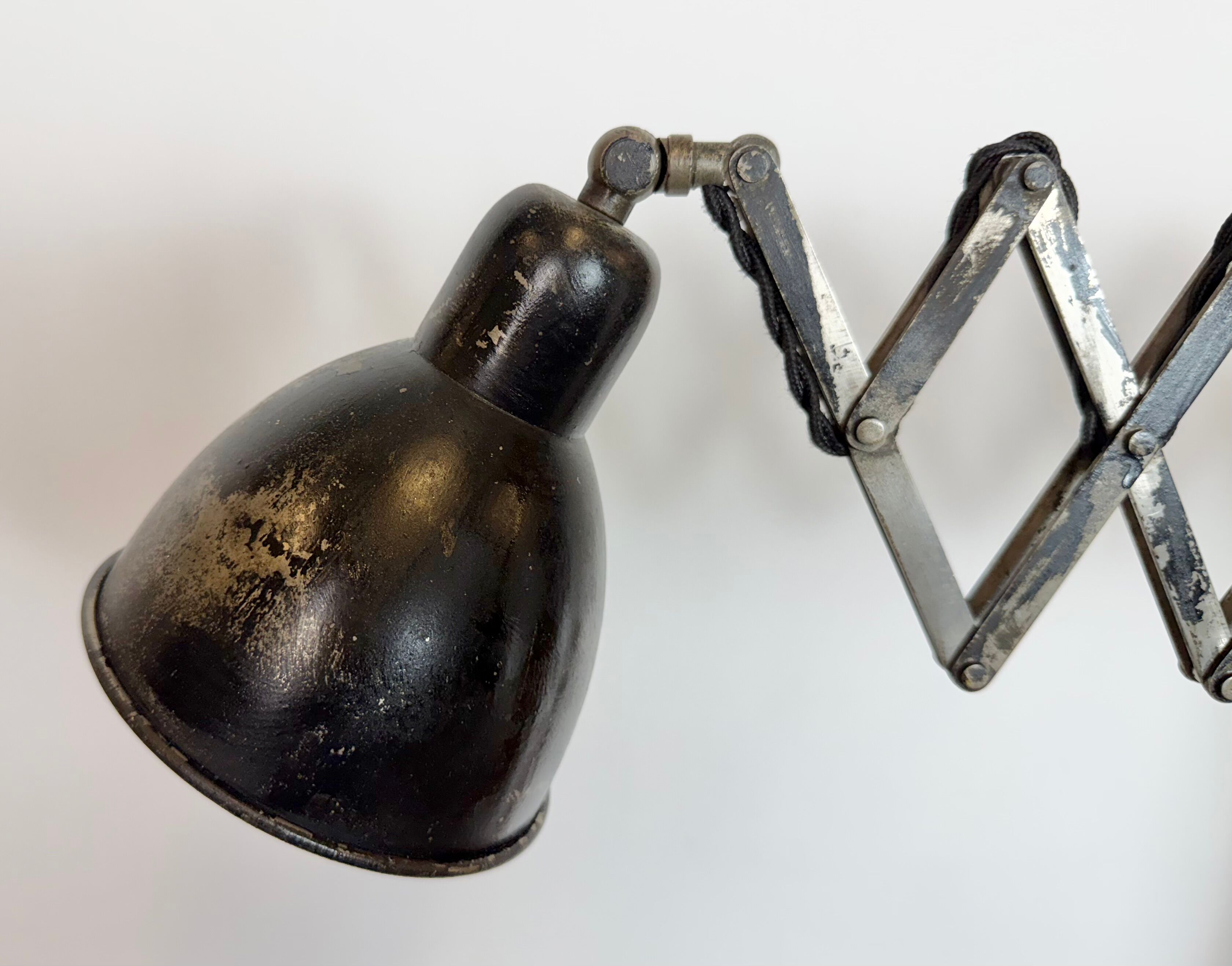 Industrial Black Scissor Wall Lamp, 1950s
