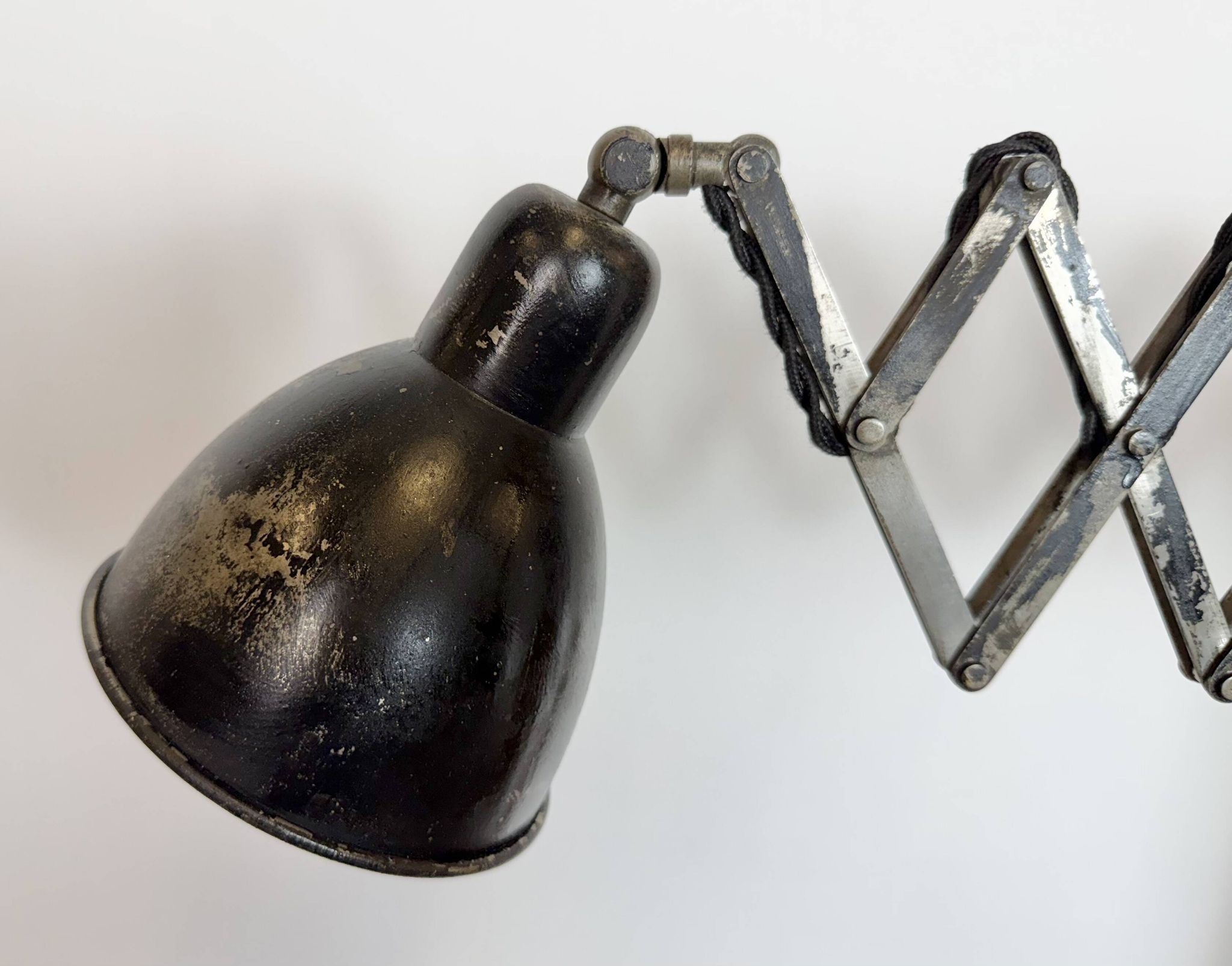 Industrial Black Scissor Wall Lamp, 1950s