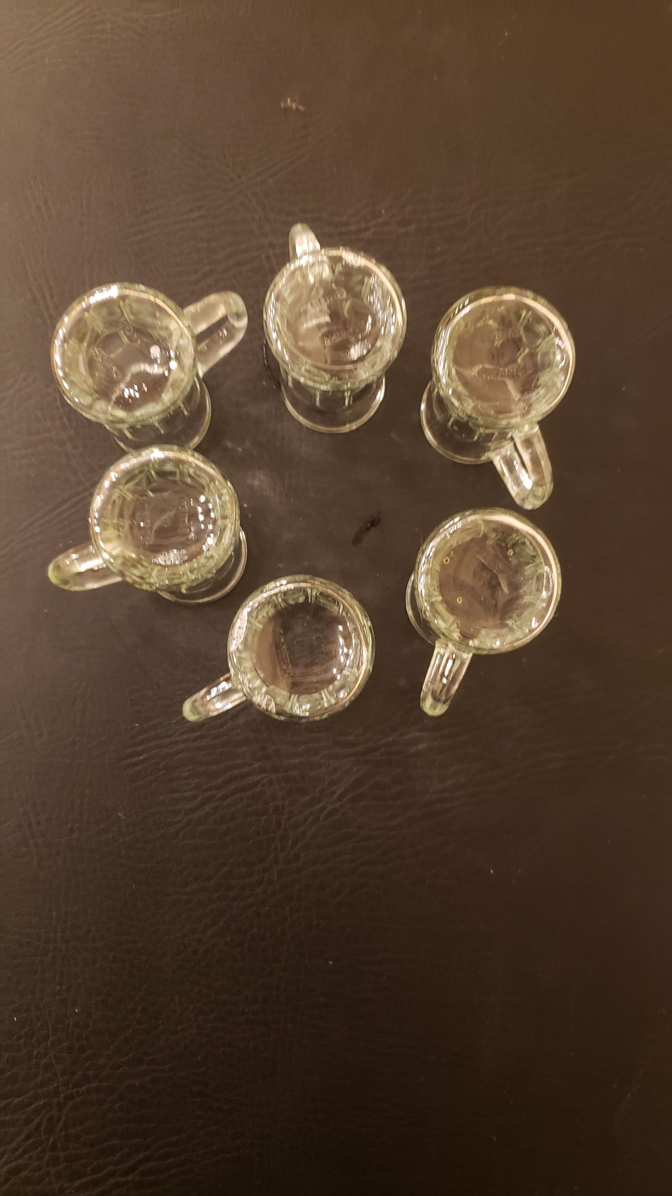 6 shot glasses pressed glass molded choppe shape