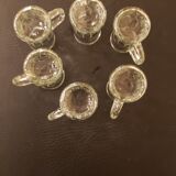 6 shot glasses pressed glass molded choppe shape