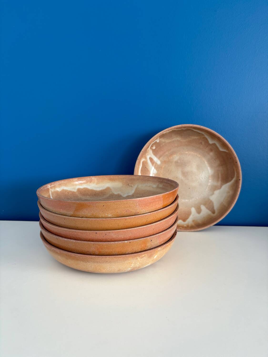Service de 6 assiettes creuse en grès vintage - art de la table ceramique grès vintage