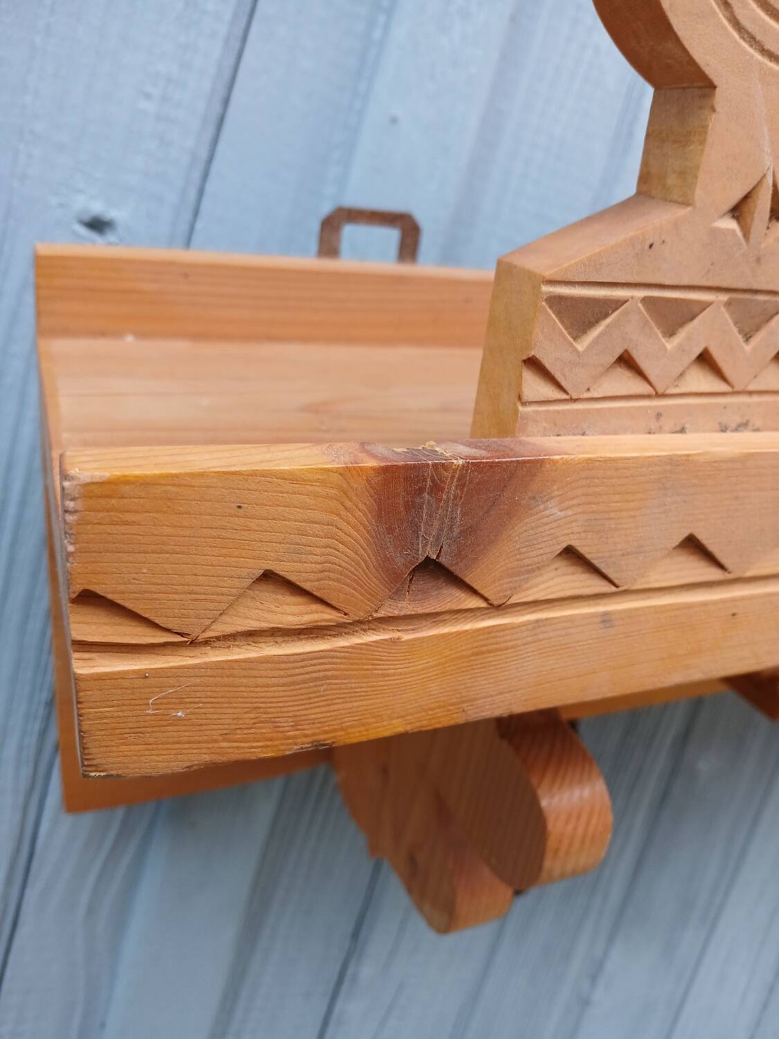 Antique carved wooden wall shelf