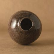Vase soliflore grès chiné émaillé brun noix de coco vintage 1976