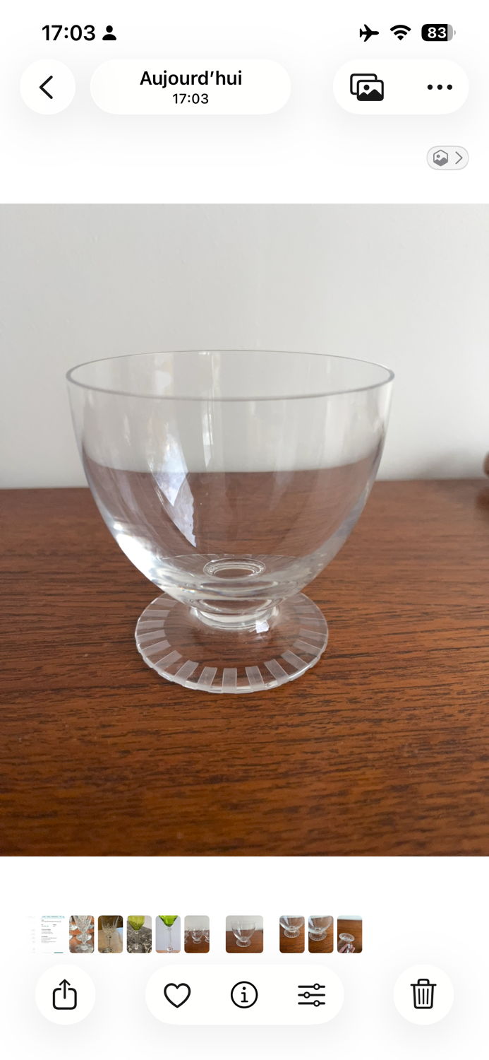 6 Daum Crystal Wine Glasses / Champagne Coupes Briancon Model