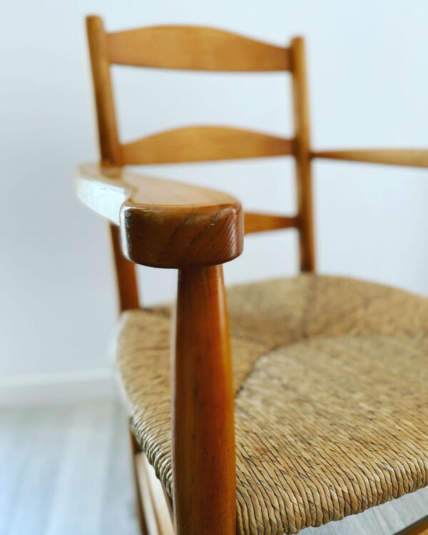 Fauteuil bois et paille