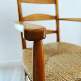 Wood and straw armchair