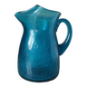 Pichet verre craquelé bleu