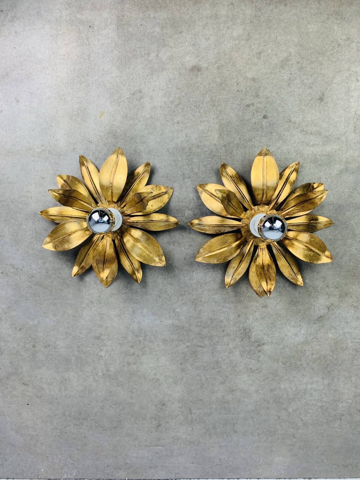 Pair of gilded Florentine wall sconces by SEP Light Firenze, Italy.