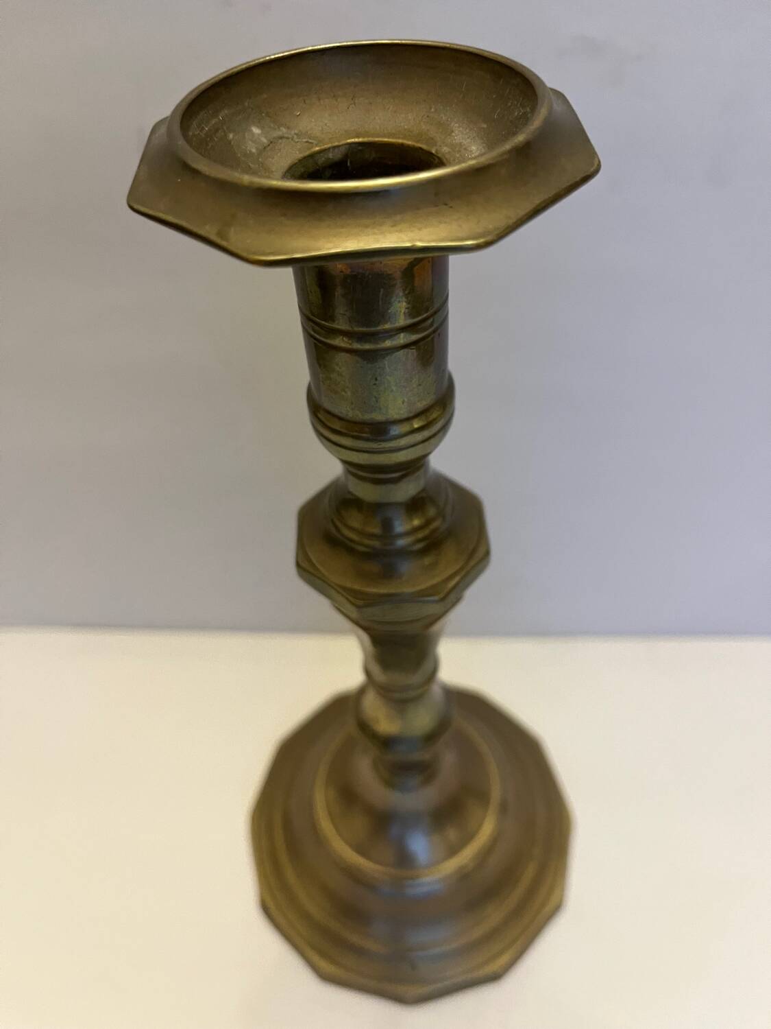 Vintage yellow copper candle holder