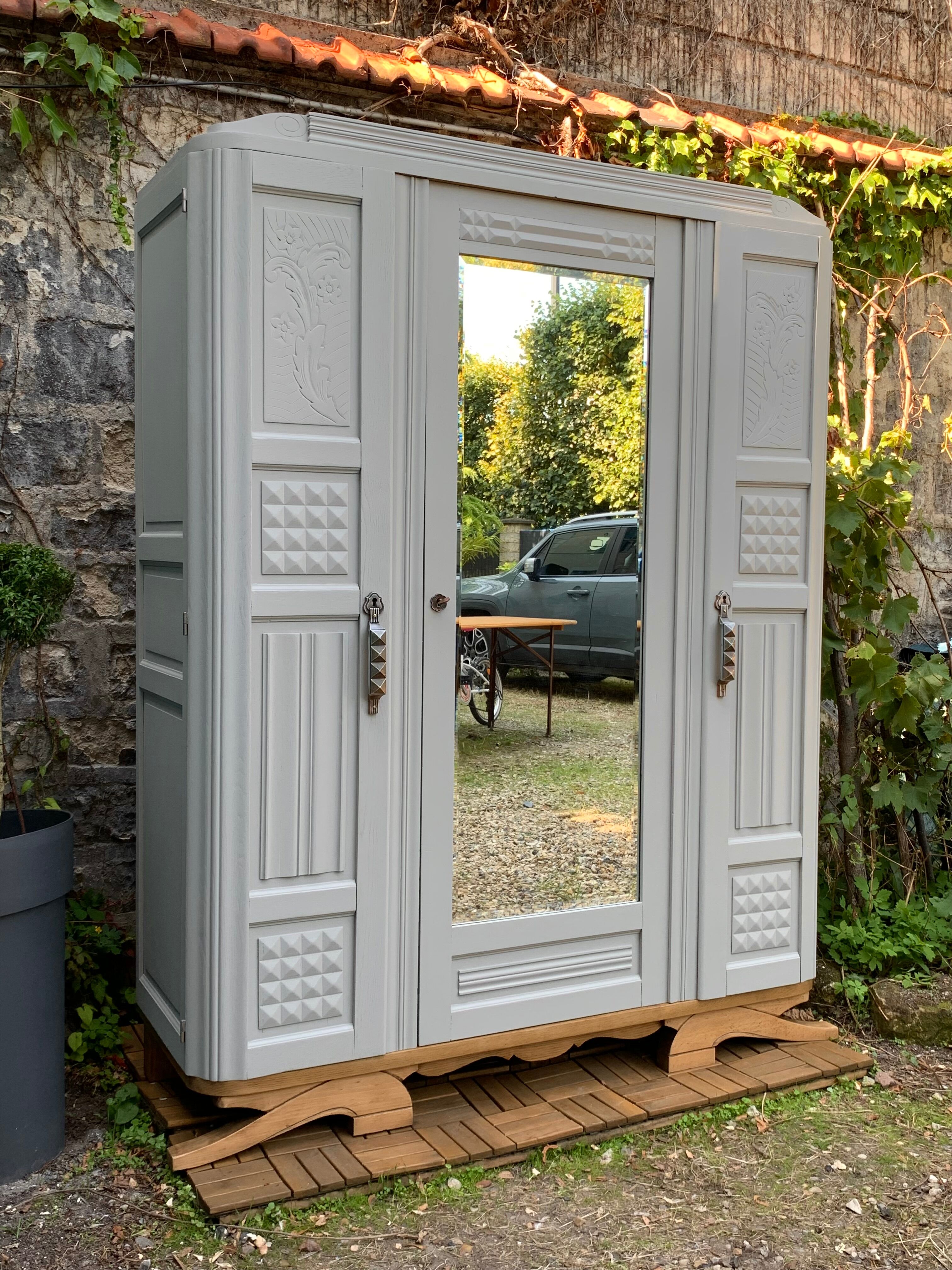 Parisian art deco wardrobe solid oak 1930