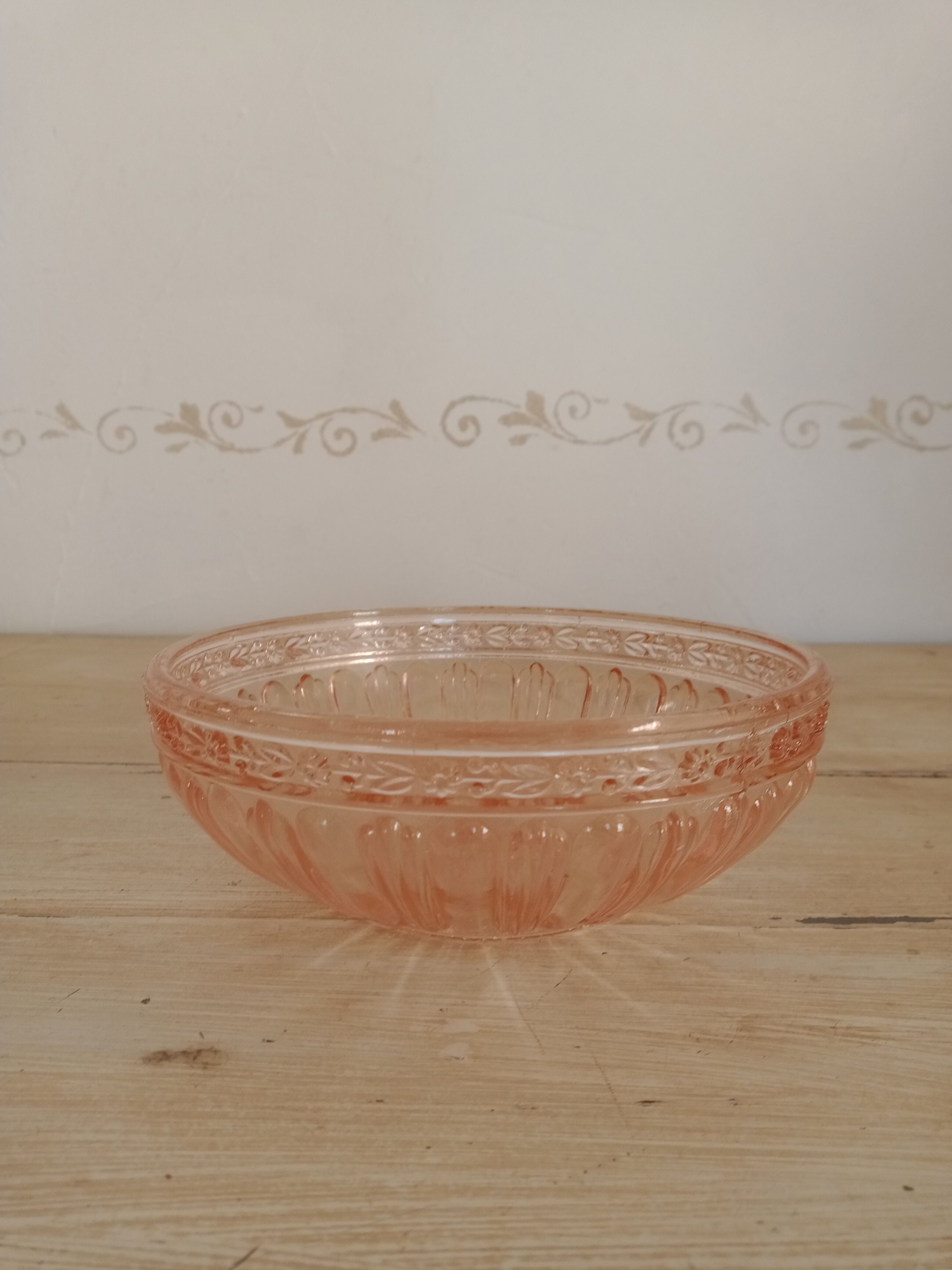 Pink glass bowl