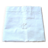 Vintage openwork cotton pillowcase and embroidered monogram CK 78x75