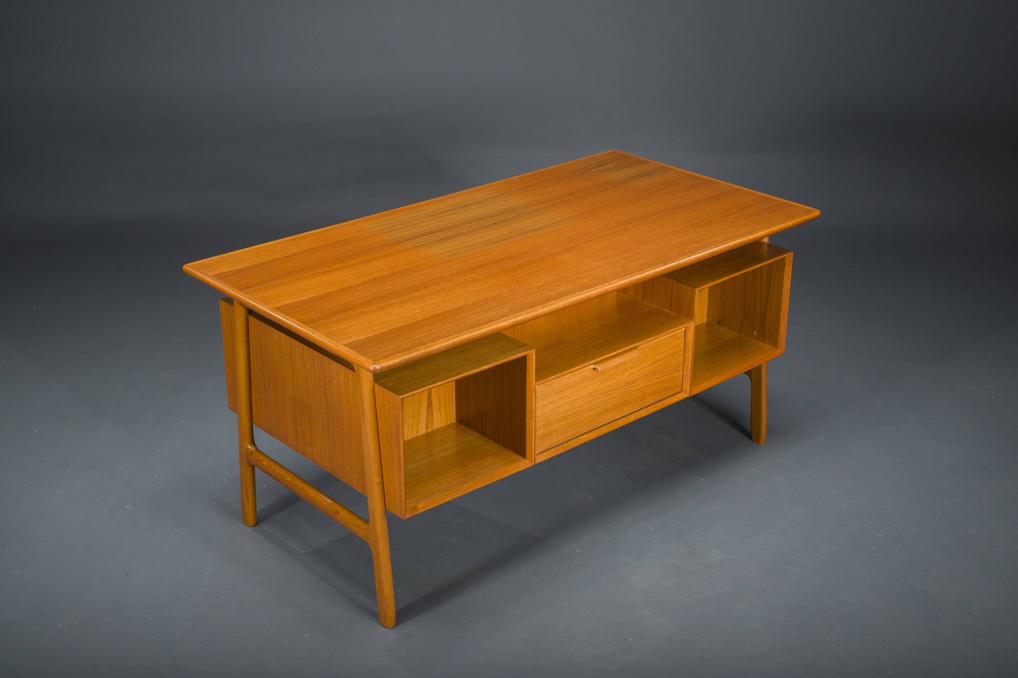 Model 75 Teak Desk by Gunni Omann for Omann Jun Furniture Factory, 1960s