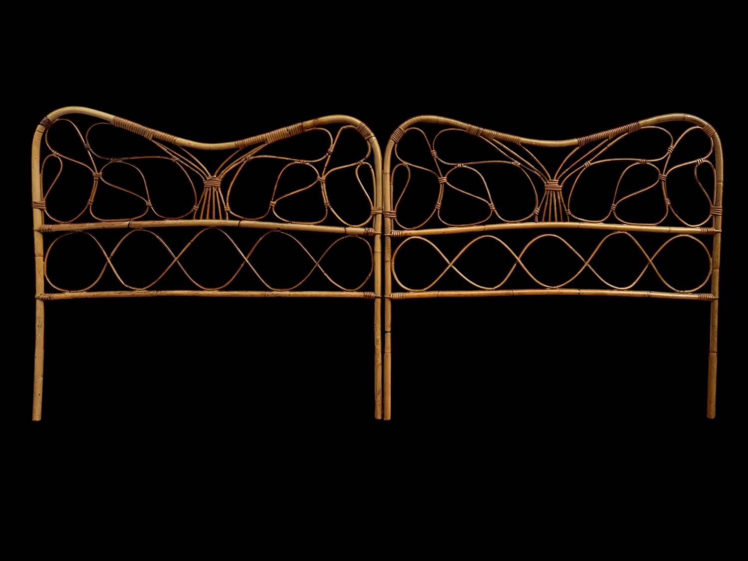 Pair of rattan headboards from the 50's Italy