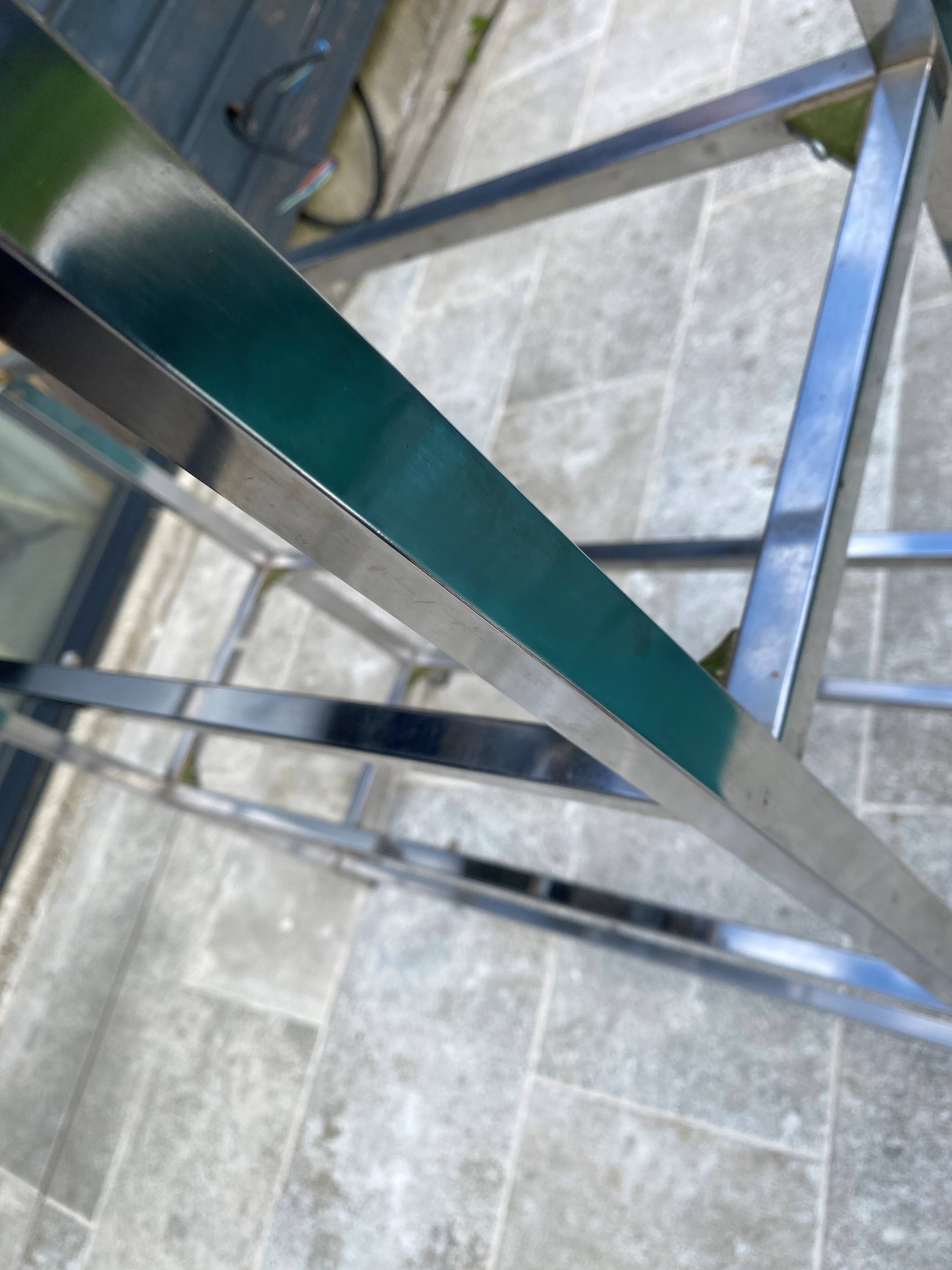 Display bookshelf modular wall shelf glass and chrome vintage 1970s