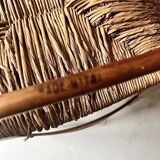 Set of 2 Italian chairs in wood and straw, Gio Ponti style 1950