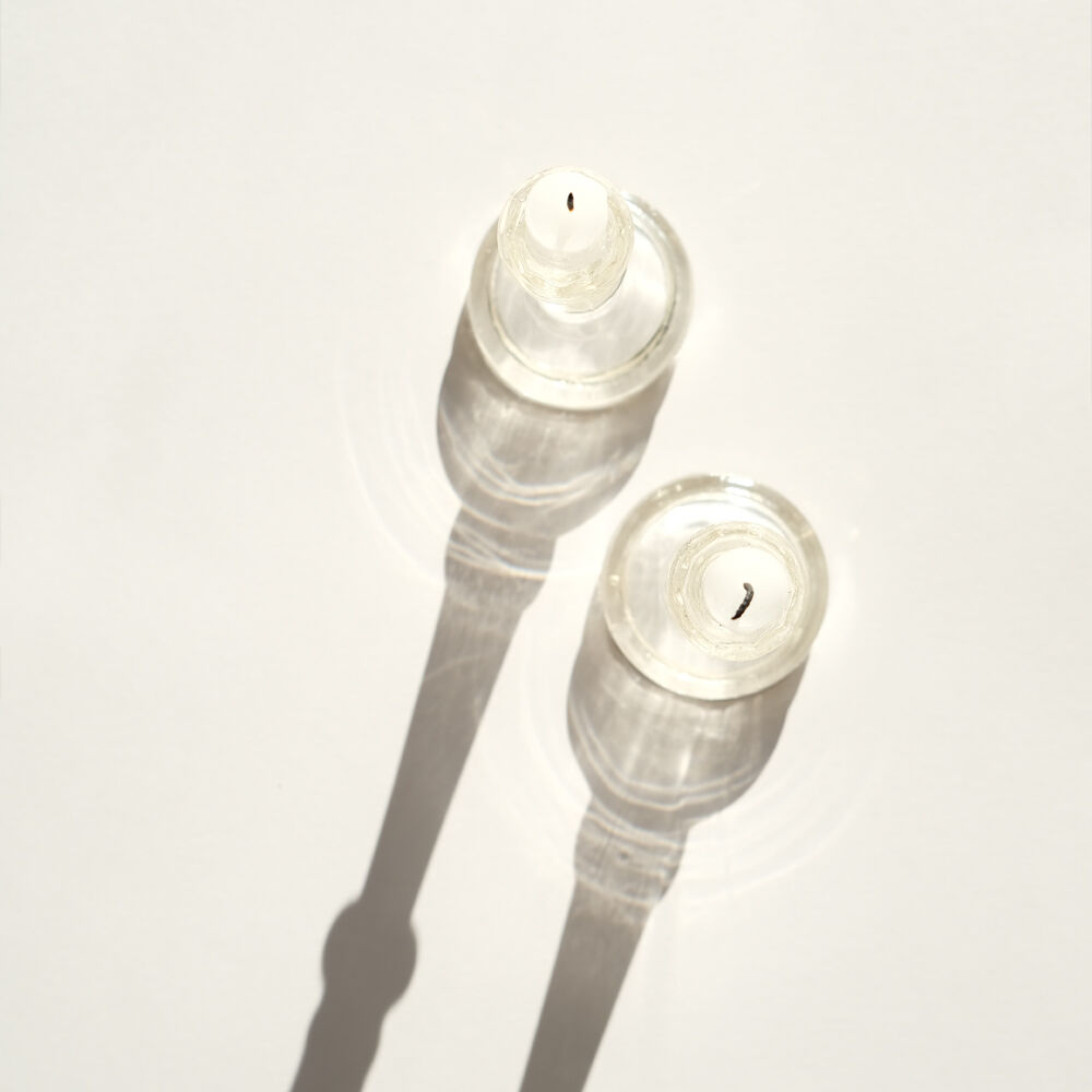 Pair of glass candle holders