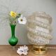 Vintage art deco globe table lamp in pale yellow Clichy glass