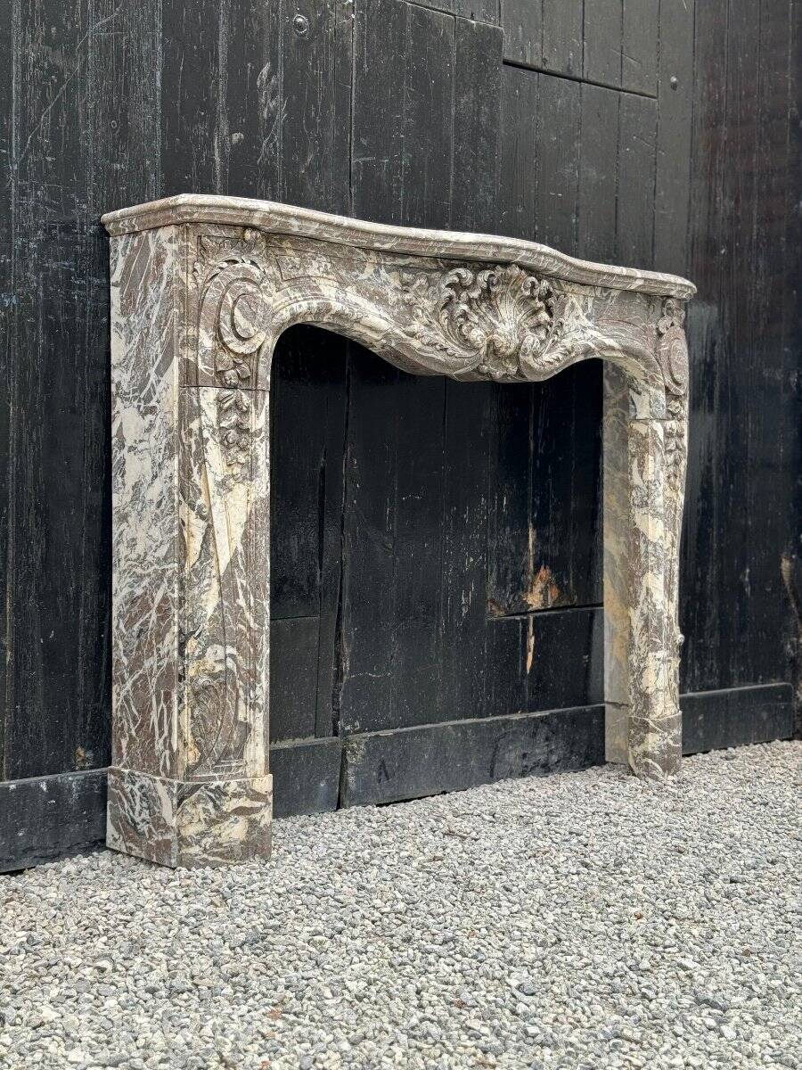 Very Elegant Louis XV Fireplace In Gray Ardennes Marble, 18th Century