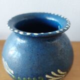 Primavera ball vase in blue ceramic with plant frieze 1920 1930
