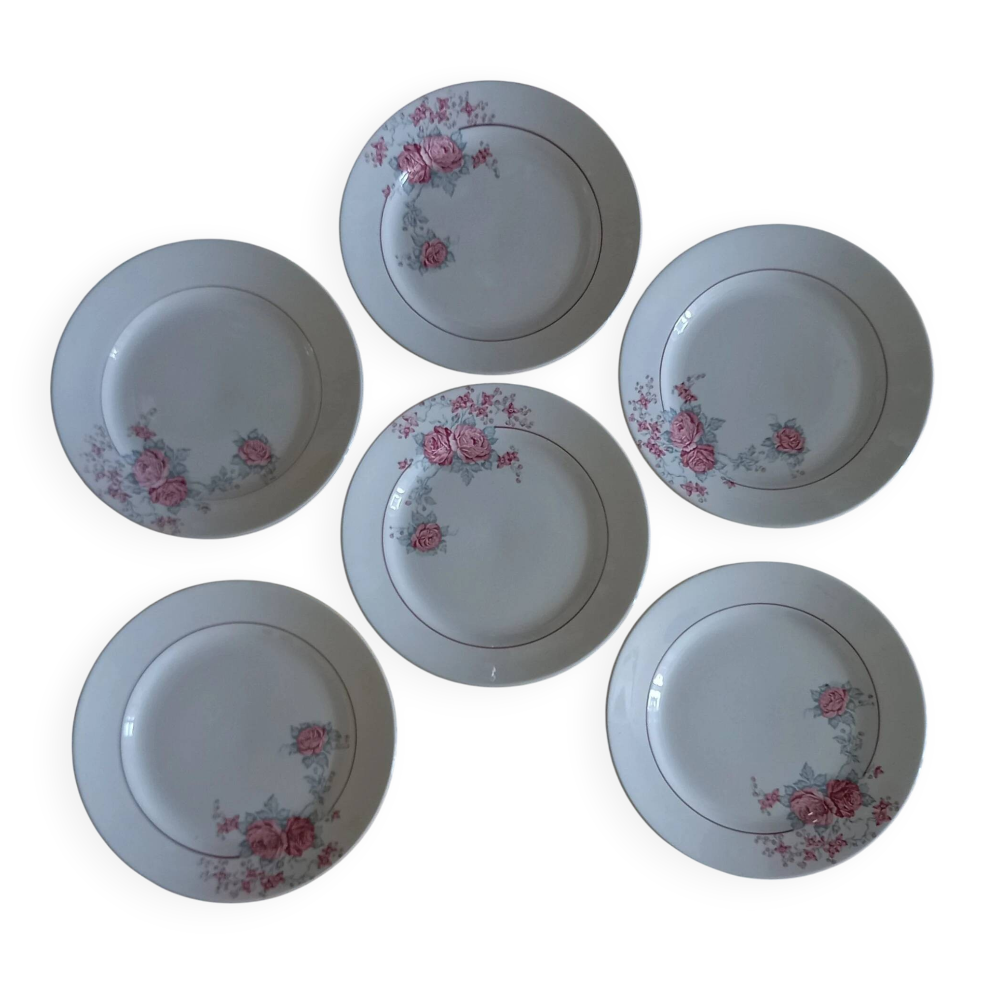 "Thalie" - 6 flat plates ironstone Saint-Amand