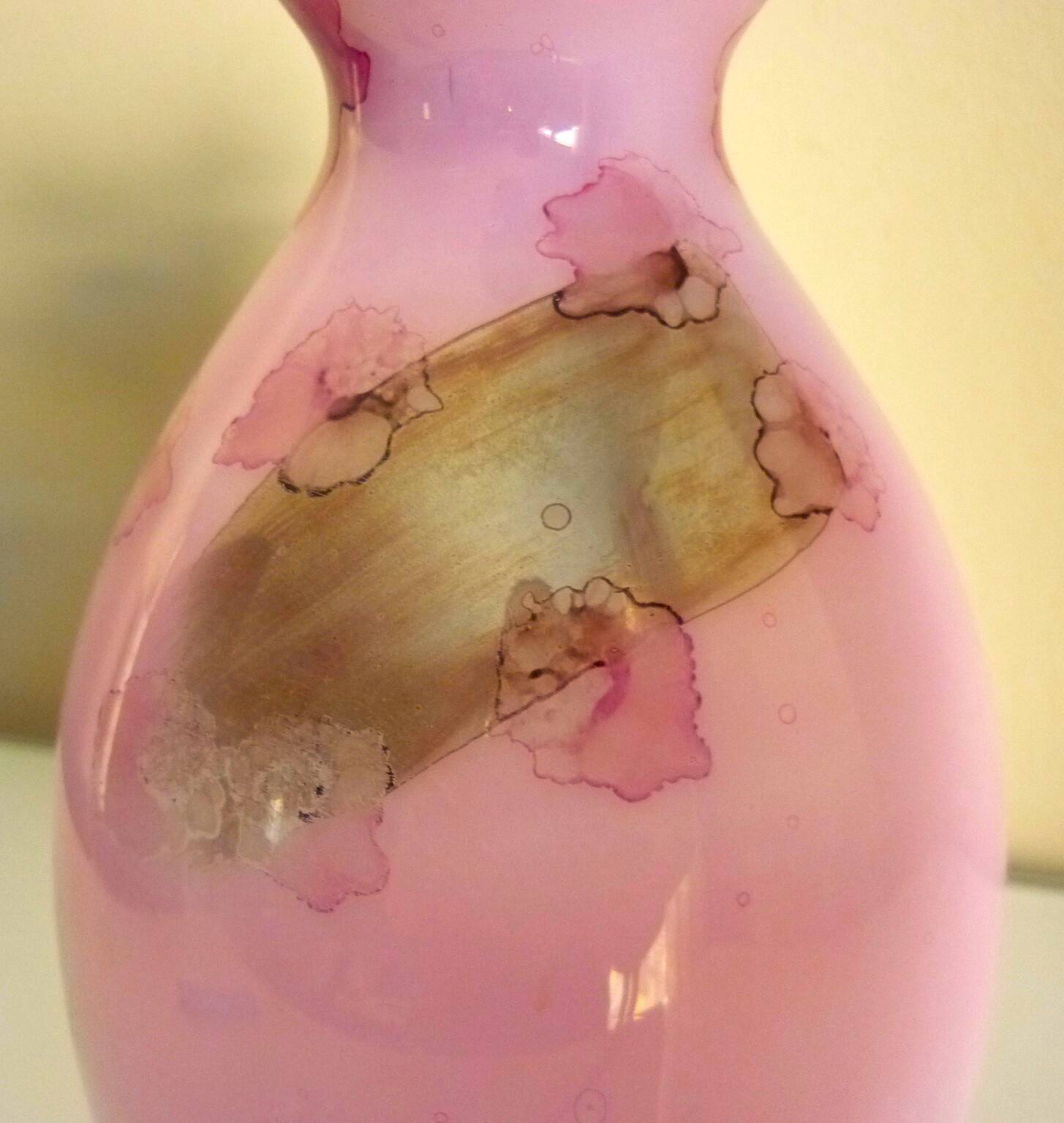 Pink vase, Murano Kristall Mery, blown glass with inclusions