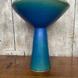 Antique Scandinavian Vintage Blue & Green Ceramic Cup Candle Holder