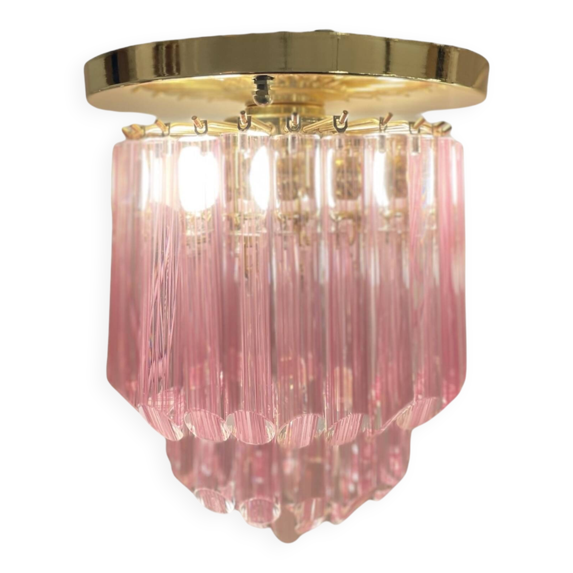 Lampe de plafond striée Murano, années 1980