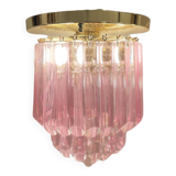 Lampe de plafond striée Murano, années 1980