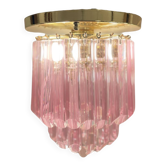 Murano ribbed ceiling lamp, 1980s