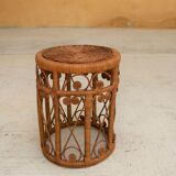 Vintage peacock stool in rattan