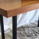 Modernist side table in solid wood and black lacquered metal 50s/60s