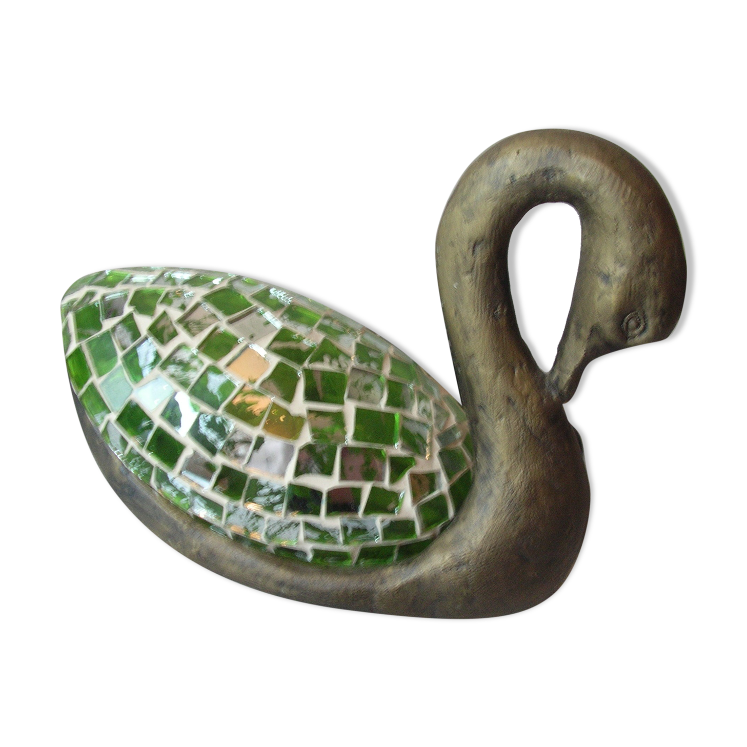 Table lamp a swan resin lampshade glass stained glass style deco office