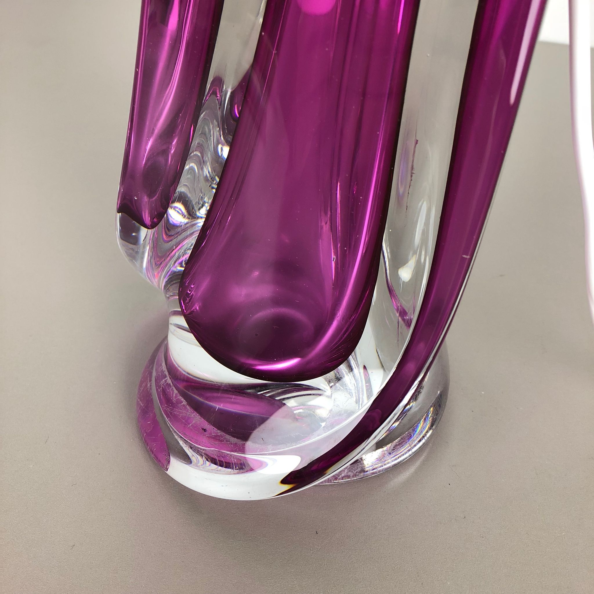 Large Crystal Glass "Pink" Table Light by Val Saint Lambert, Belgium, 1960s