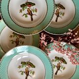 Set of 8 hollow plates vinatge with bird decorations