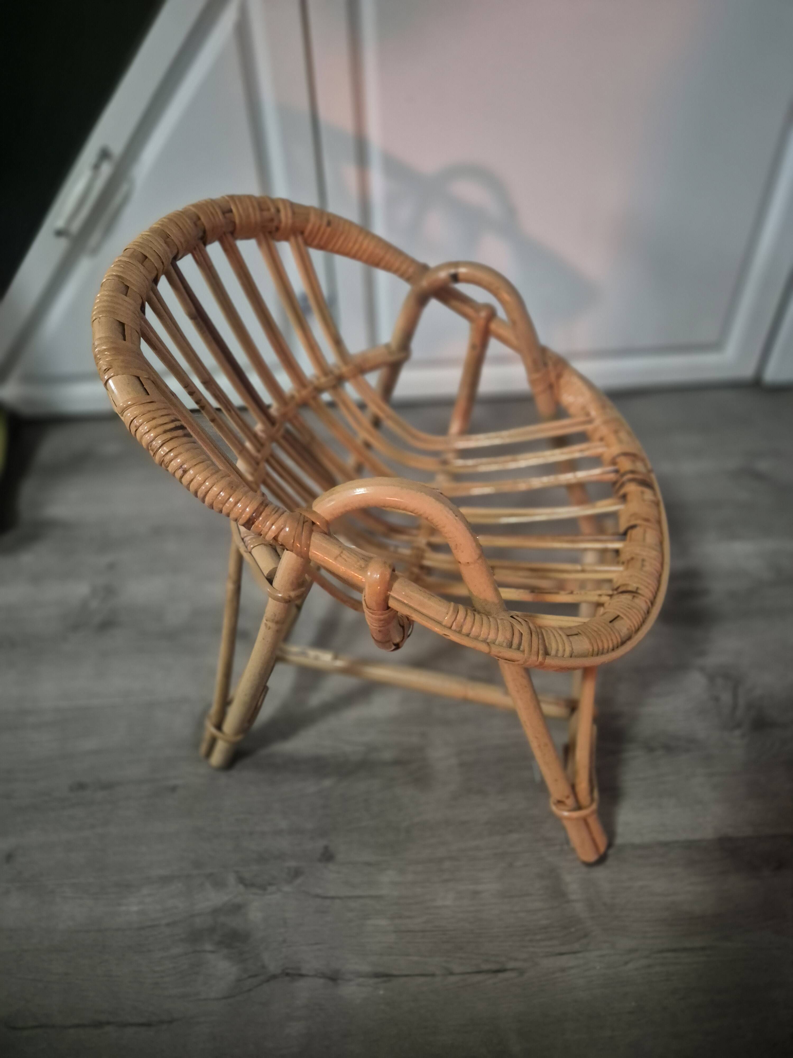 fauteuil enfant en rotin vintage