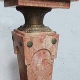Colonne haute en marbre rose et bronze style Louis XVI