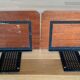 Pair of 1960 wood shelves
