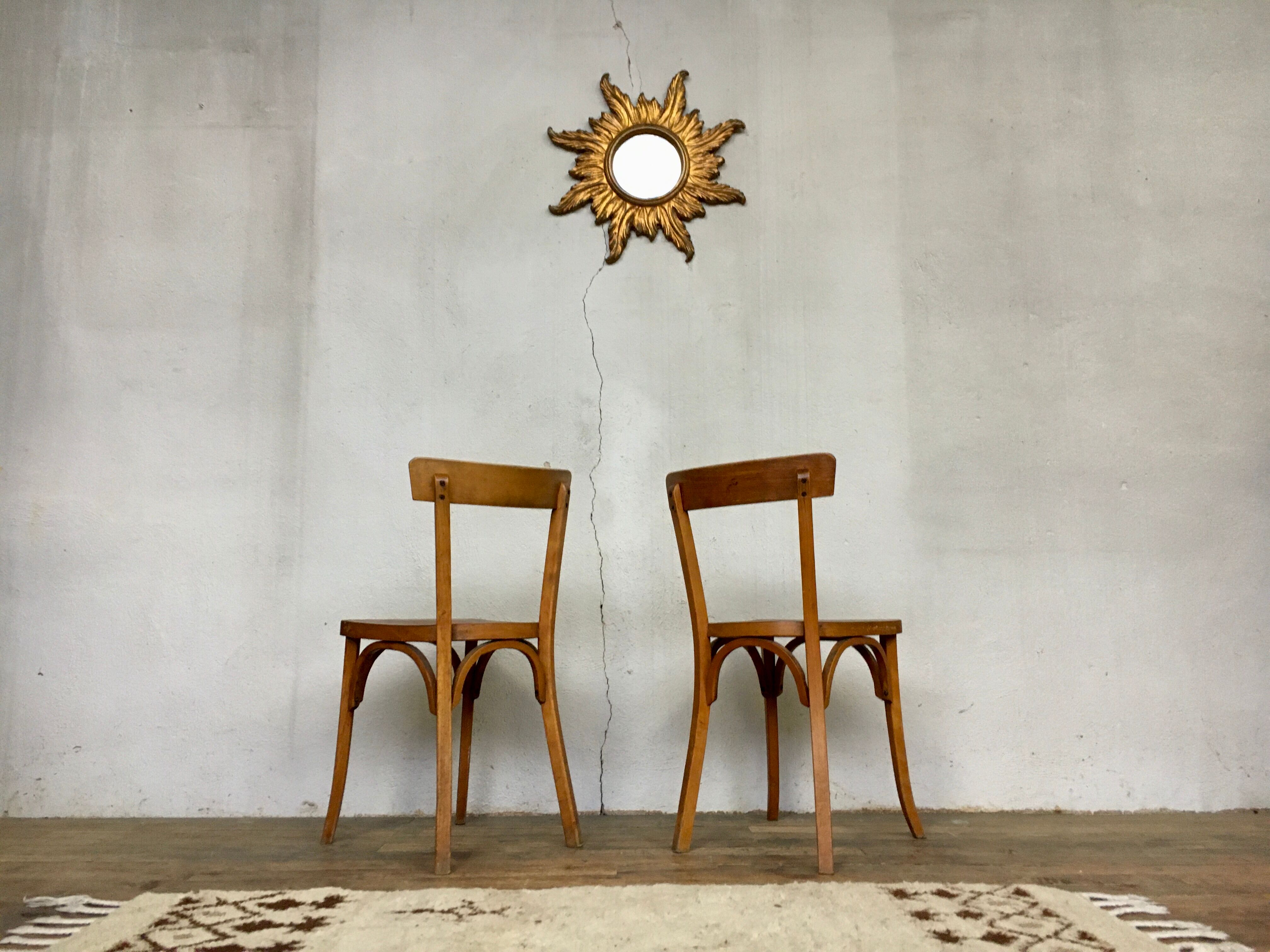 Pair of vintage clear beech baumann chair